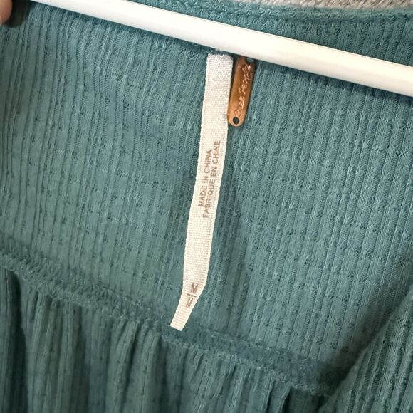 Free People Beach Bound Tank Women M Plunging Tank Top Ocean Blue Boho Babydoll - Picture 8 of 9